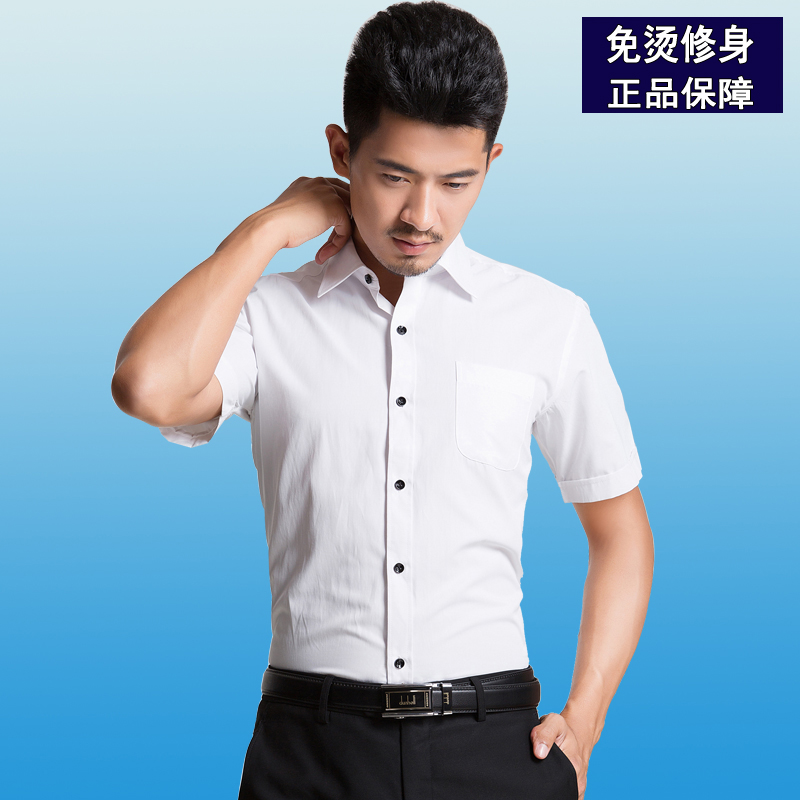 2015新款衬衫男夏 短袖衬衫男士修身商务衬衣男装免烫休闲衬衫潮