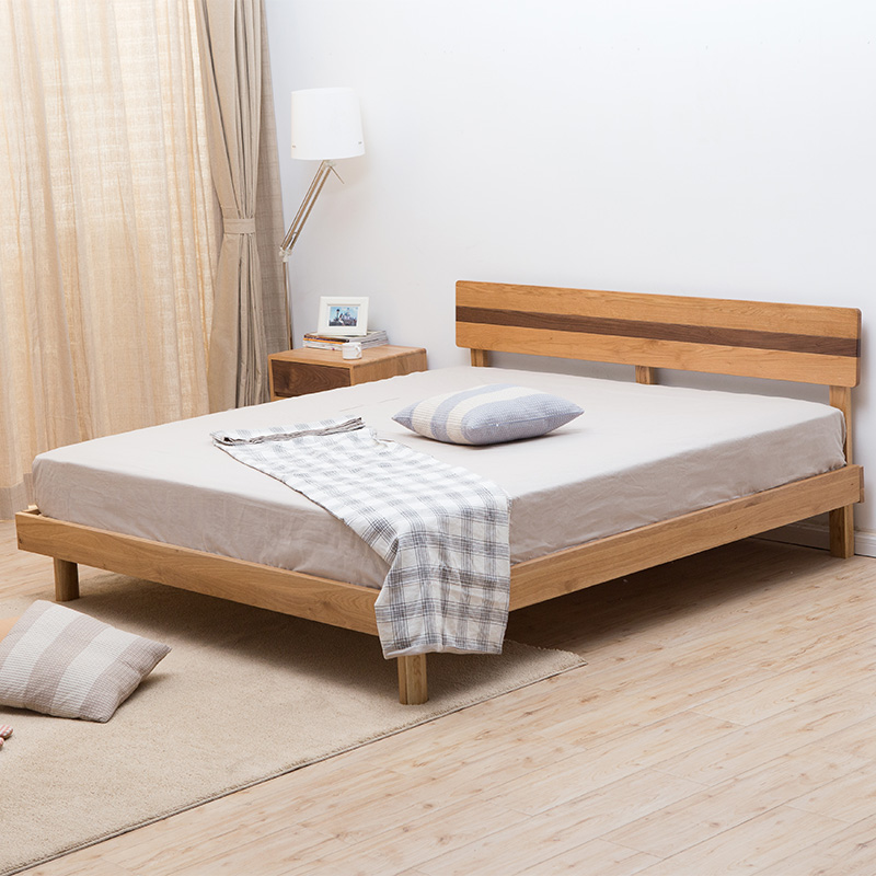 简约现代全实木单双人床1.5米/1.8米 日式卧室定制家具白橡木床