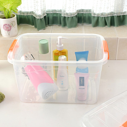 池塘小鱼塑料透明有盖食品级收纳箱加厚整理箱储物箱收纳盒整理箱
