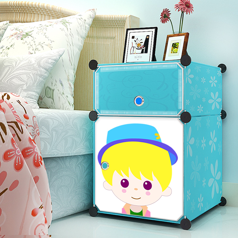 床头柜简约组装简易床头柜 时尚现代儿童衣柜塑料储物   包邮