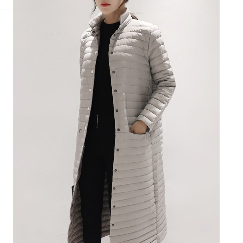 2015冬季新款轻薄过膝加长韩版显瘦立领羽绒服女外套