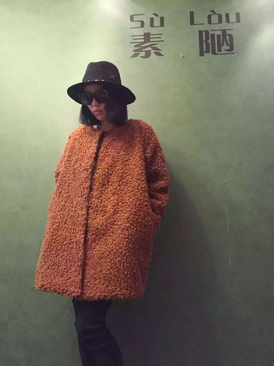 2015新款冬季韩版加厚羊羔毛绒 单排扣 大衣中长款外套女棉衣