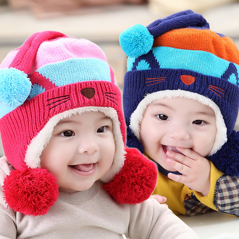 儿童婴儿帽子秋冬季男女宝宝帽子儿童小孩毛线帽套0-7-8-9-12月