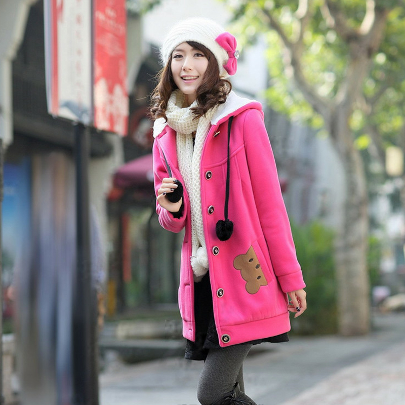 青少年冬天大码女装韩版学生卫衣中长款修身开衫加绒加厚风衣外套折扣优惠信息