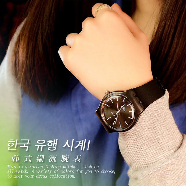 雅卓伦288韩版简约学生手表时尚圆形腕表石英表潮男女硅胶带手表