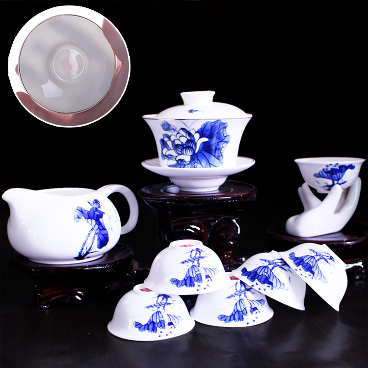 包邮骨瓷中式功夫茶具套装高档整套茶具手绘陶瓷茶杯茶壶茶海茶道