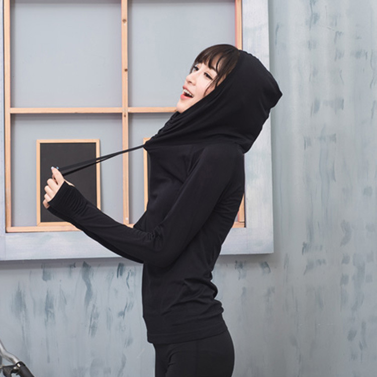 2016韩版秋冬季上衣新款运动卫衣女士健身跑步瑜伽服透气连帽衫