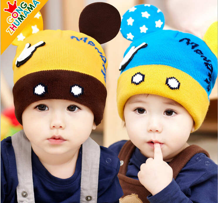 新款韩版婴儿童帽子宝宝帽子MON毛线童帽冬季童帽男女