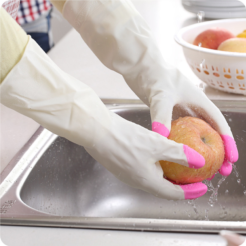 家务清洁洗衣胶皮手套加绒洗碗橡胶鲨鱼去油厨房家用防水乳胶耐用
