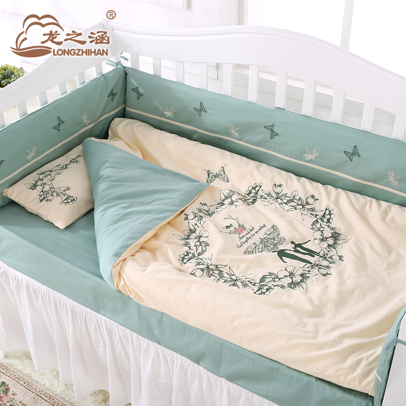 龙之涵婴儿床上用品套件全纯棉新生儿秋冬被子九件套宝宝婴儿床围