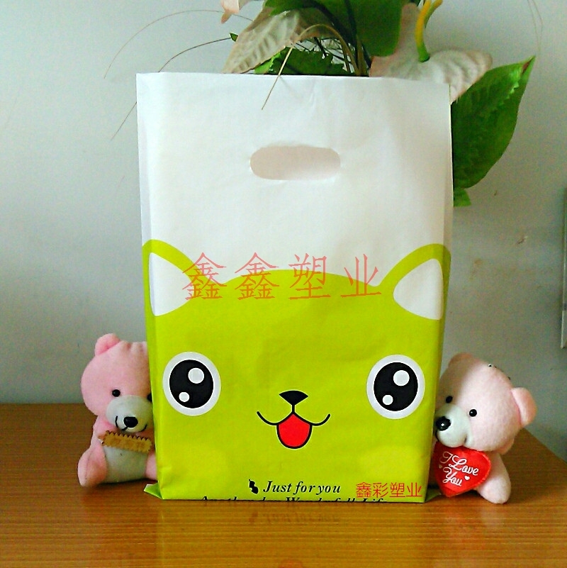 大中小号卡通猫头塑料礼品包装袋男女儿童服装衣服店手提袋子包邮