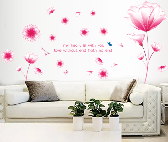 大电视背景墙贴纸客厅沙发卧室床头书房贴画可移除幻彩花卉壁贴画