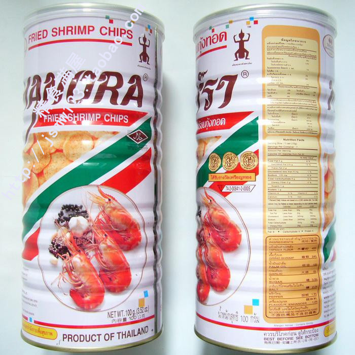 泰国进口食品 玛努拉MANORA马努拉纯虾片蟹片2口味选择 100克铁罐
