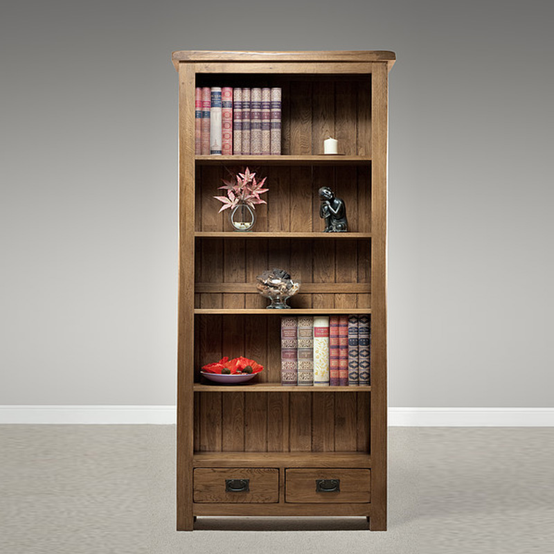 欧美式复古宜家白橡木实木不带门书橱书架储物架展示办公书柜家具