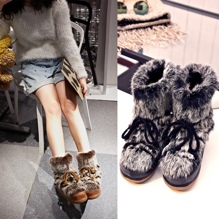 2015冬季新款羊皮毛一体雪地靴 加厚保暖中筒真皮羊毛女长靴子