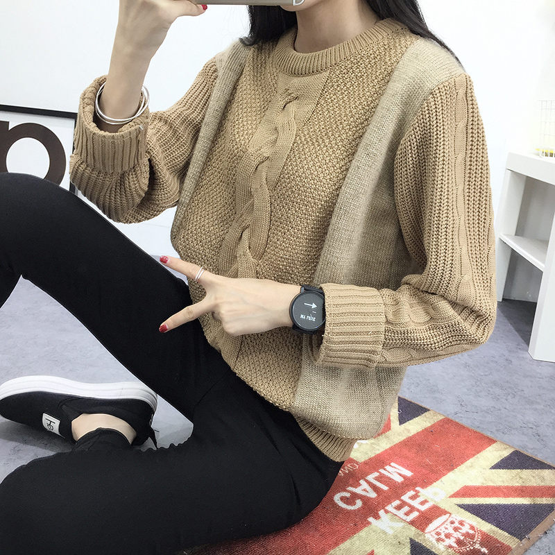 秋冬新款韩版短款半高领领毛衣打底衫女长袖套头加厚修身显瘦针织