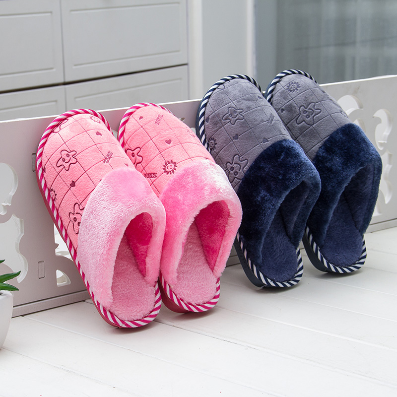 新款海星棉拖鞋女男士居家舒适保暖厚底地摊货源日系冬季毛毛拖鞋