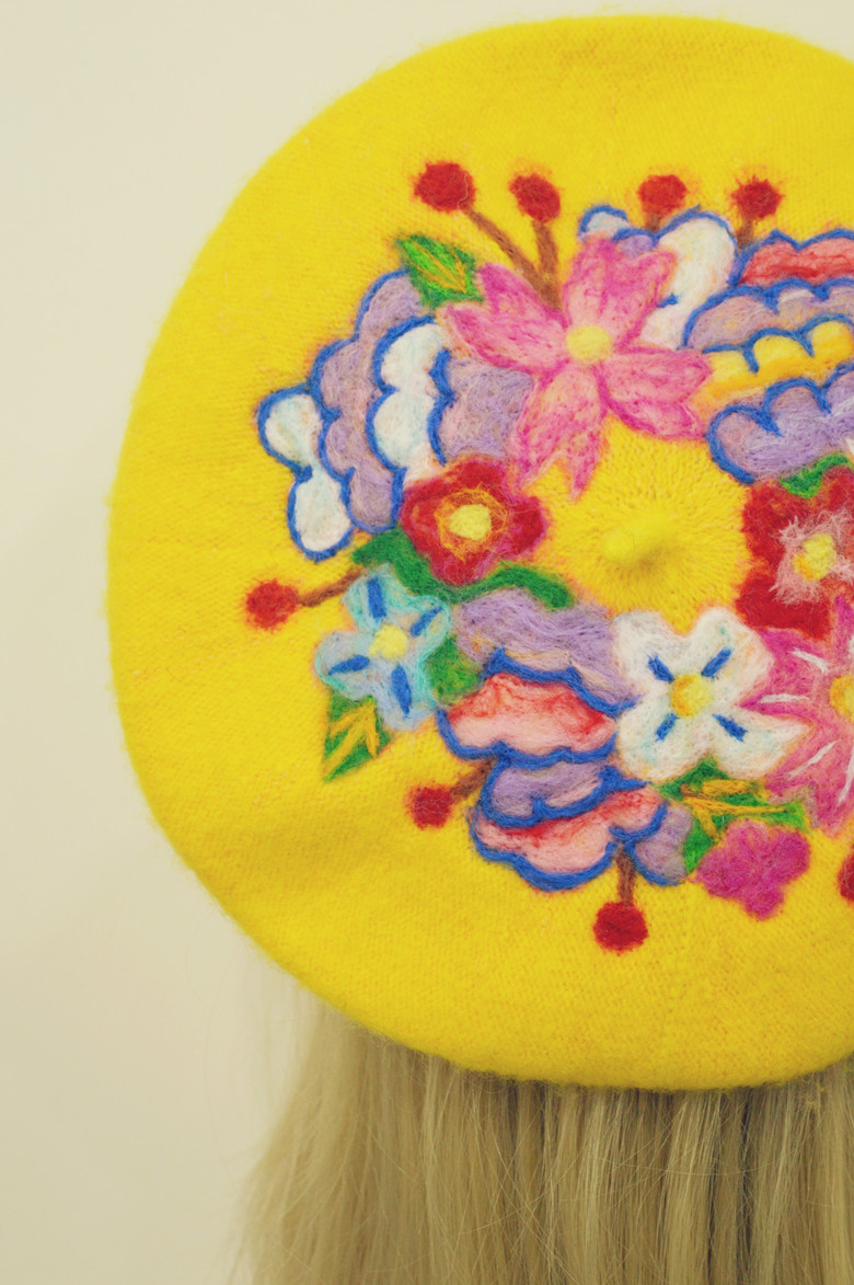 原创纯手工羊毛毡花朵民族风贝雷帽画家帽生日礼物精美包装森林系