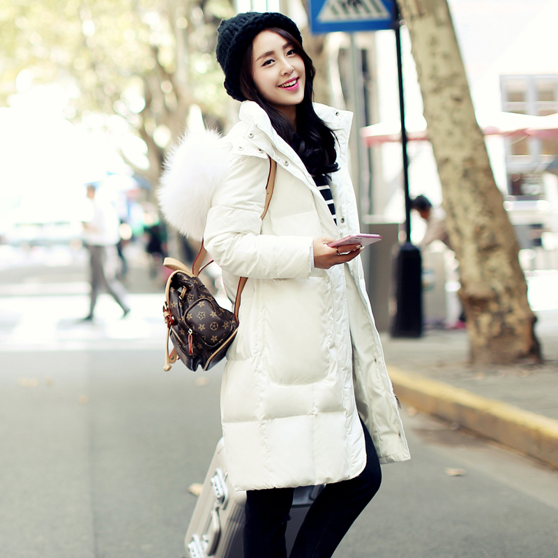 2015冬装新款韩版时尚修身显瘦中长款羽绒服大毛领过膝加厚外套女折扣优惠信息