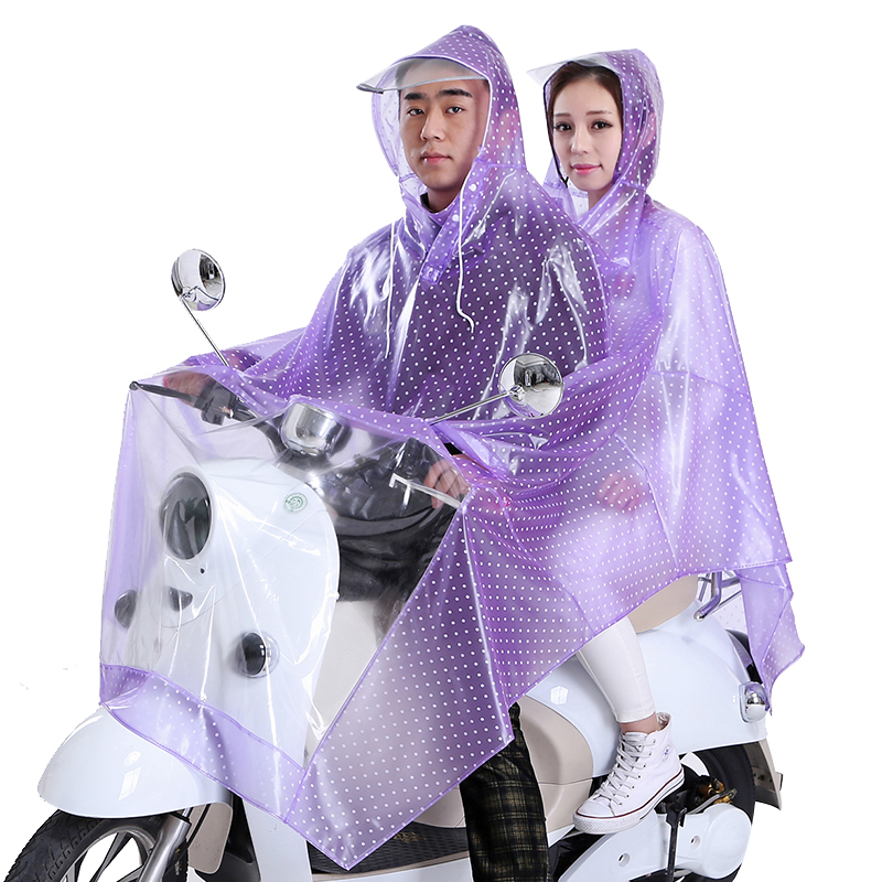 亿泉 双人雨衣电动车 透明大帽檐母子雨披 加大加厚摩托车雨披