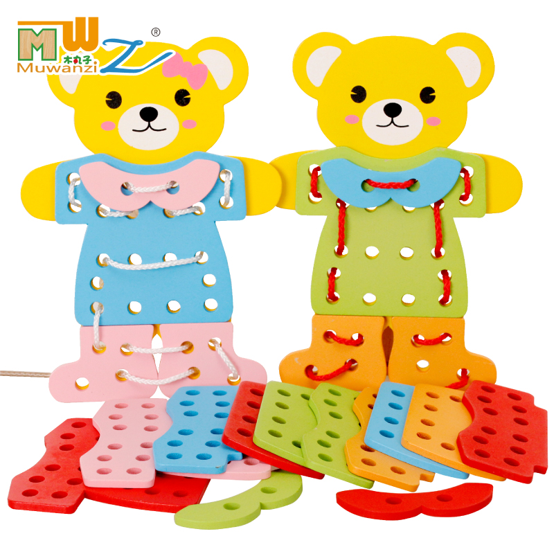 儿童小熊换衣服游戏木质儿童益智早教手抓配对拼图拼板包邮玩具