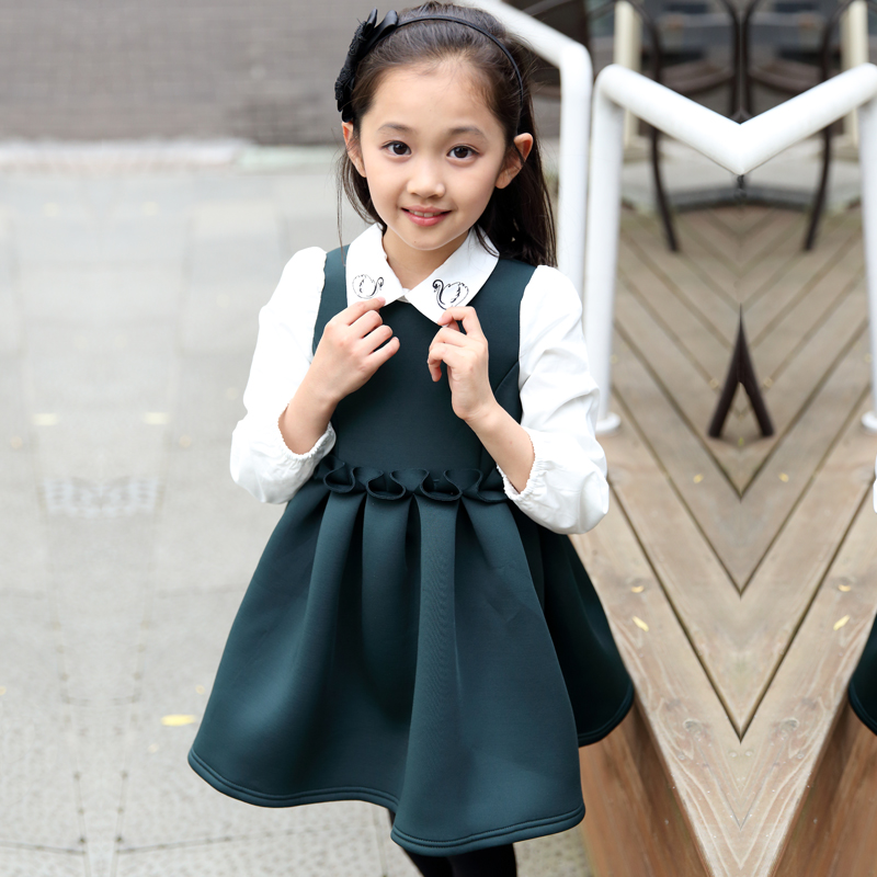 女童2015韩版儿童装潮时尚长袖蓬蓬裙秋装新款女大童公主连衣裙子