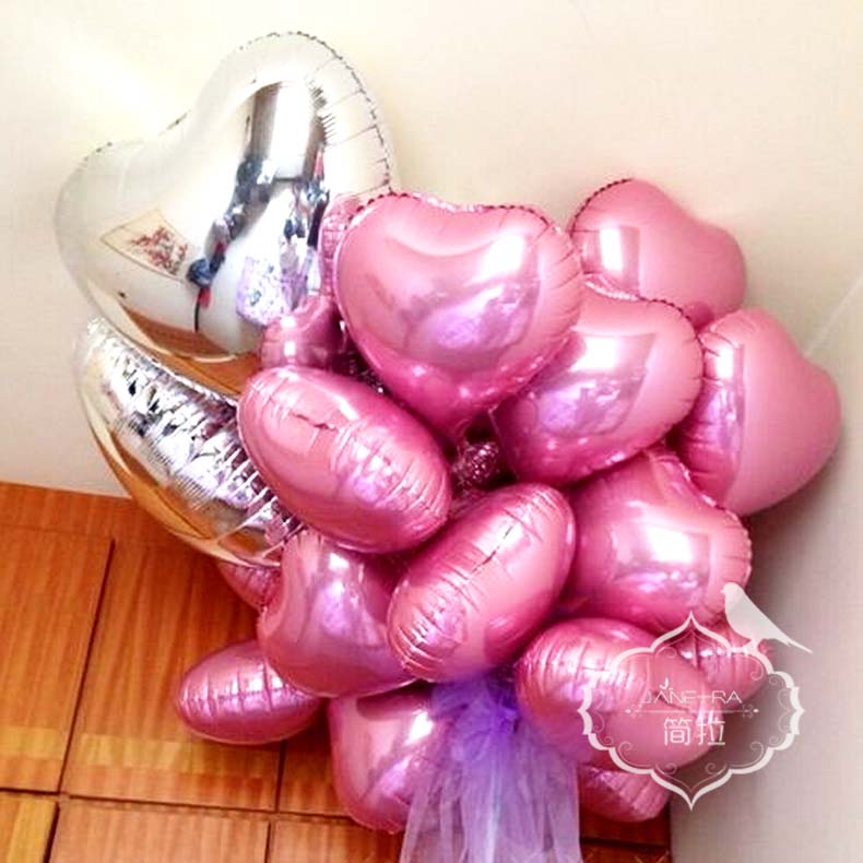 10寸铝膜气球婚礼布置生日派对装饰现场心形求婚爱心铝箔婚庆用品