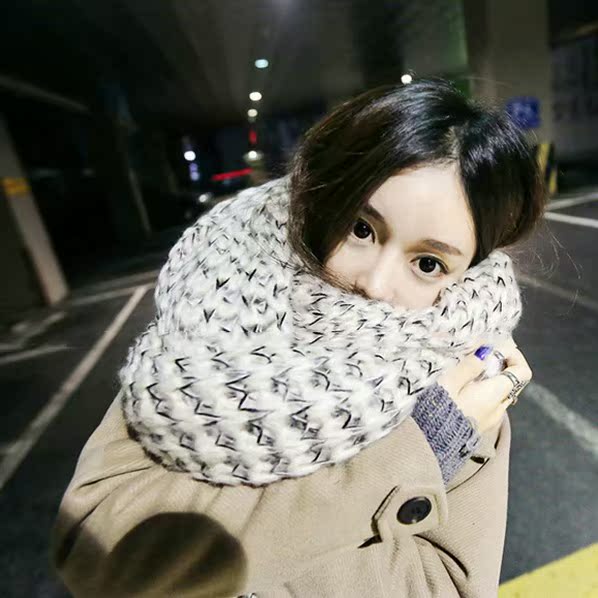 韩国正品 冬季加厚情侣毛线围巾女士韩版针织围巾披肩超长围脖