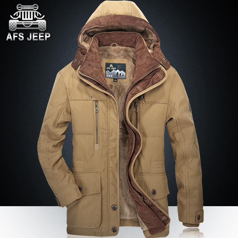 AFS Jeep冬季加绒加厚棉衣男吉普加肥加大棉袄中年爸爸装大码外套折扣优惠信息