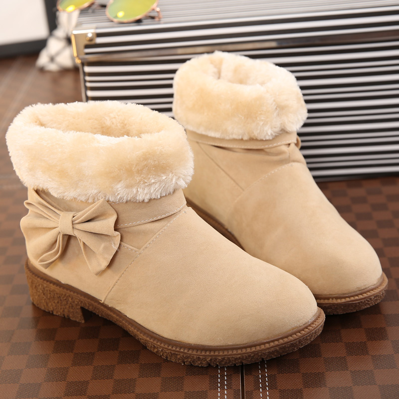 2015冬季皮质保暖两穿雪地靴女中筒加绒加厚防滑厚底棉鞋学生靴子