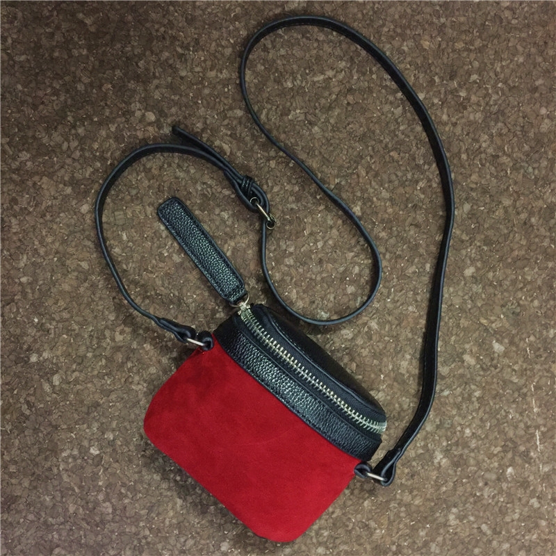 韩版趣味红色小包包磨砂牛皮包单肩包女包百搭斜挎包手机零钱包潮