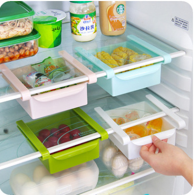 冰箱保鲜隔板层多用整理收纳架 厨房抽动式分类置物盒储物架A33折扣优惠信息