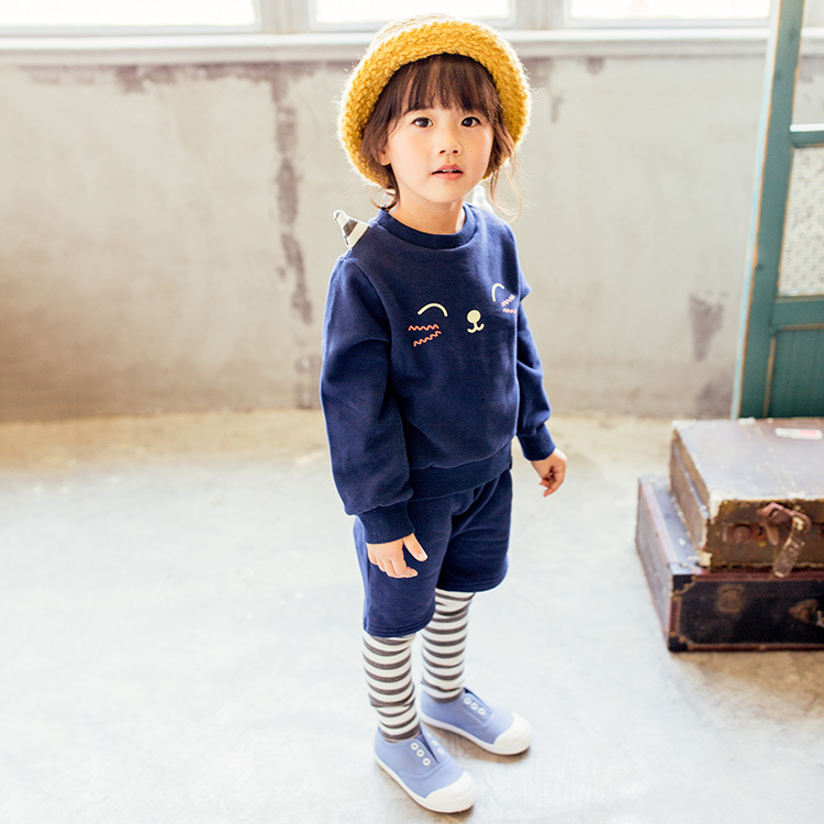2016春秋款运动套装韩版猫咪休闲女宝宝小童裤儿童卫衣两件套装潮