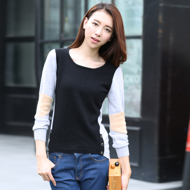 2015韩版新款羊绒衫 纯羊绒 羊毛衫套头 打底毛衣 针织衫