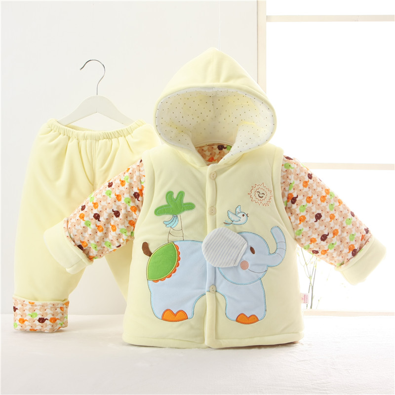 婴儿棉衣套装秋冬加厚新生儿冬季棉服宝宝棉袄2外出服三件套0-1岁