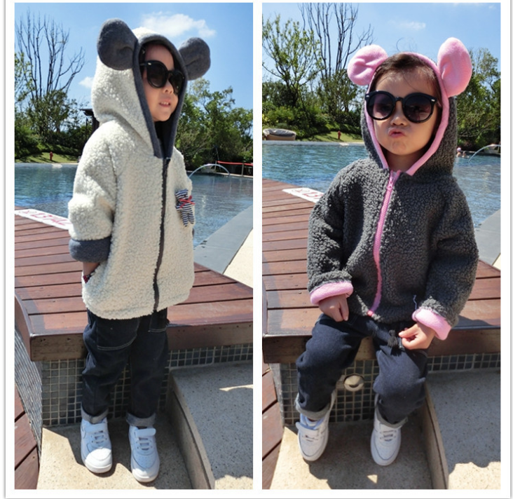 2015冬装宝宝女童加绒外套1-2-3岁加厚韩版百搭卡通外套加绒上衣