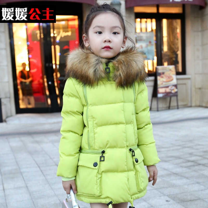 童装女童2015冬装新款上衣儿童衣服中长款加厚中大童韩版纯色棉衣