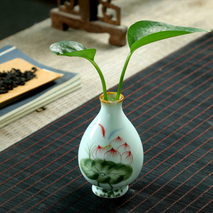陶瓷小花瓶 台面创意小花插摆件 水培花器 茶道迷你花插 创意摆件