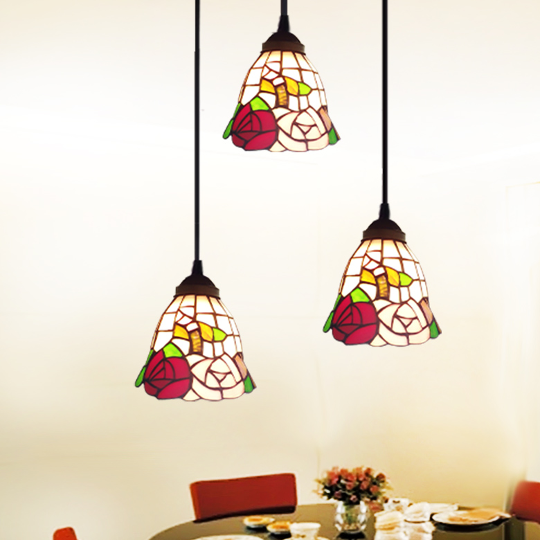 美式田园风格3头餐厅吊灯 创意吧台饭厅餐桌灯饰家装led节能灯具
