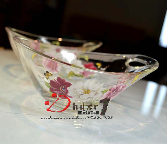 超精美！包邮！限量版韩国原产OCEAN玻璃印花沙拉碗 汤碗凉菜深盘折扣优惠信息
