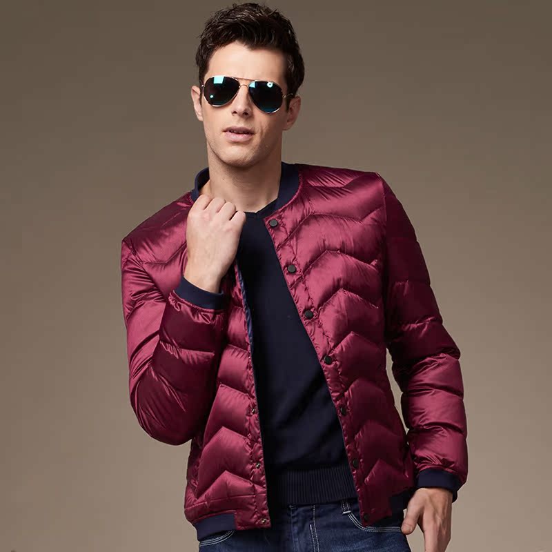 2015新款冬季保暖收口袖羽绒服男士外套修身轻薄款青年90%白鸭绒折扣优惠信息