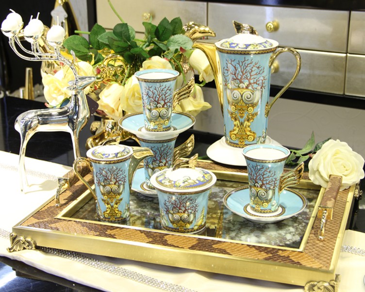 买一送一  高档欧式骨瓷咖啡茶具套装 15头欧式咖啡茶具 英式茶具