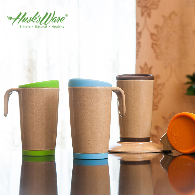 美国HUSK'SWARE环保水杯创意马克杯办公室情侣咖啡杯带盖牛奶杯子