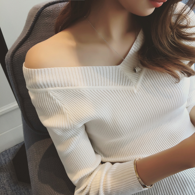 秋季新款韩版薄套头毛衣前后V领竖纹修身显瘦长袖针织衫女打底衫折扣优惠信息