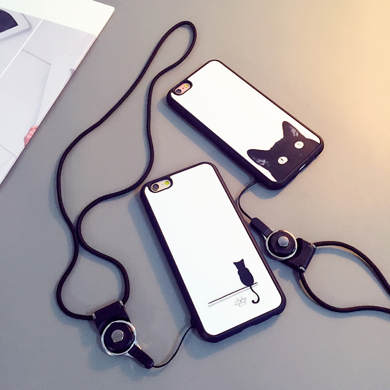 新款iPhone6s手机壳4.7寸苹果6plus简约挂绳保护套6S硅胶防摔外壳