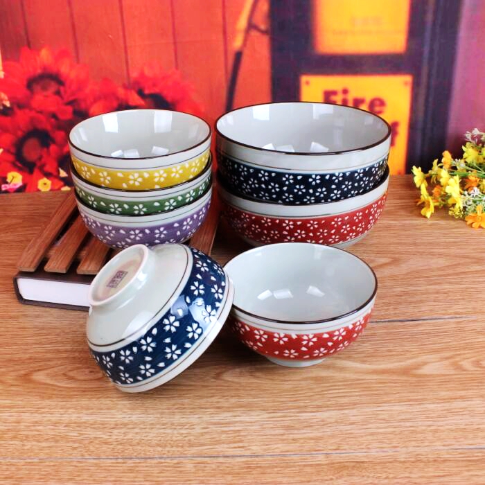正品特价陶瓷饭碗日式创意面汤碗 手绘樱花 釉下彩餐具
