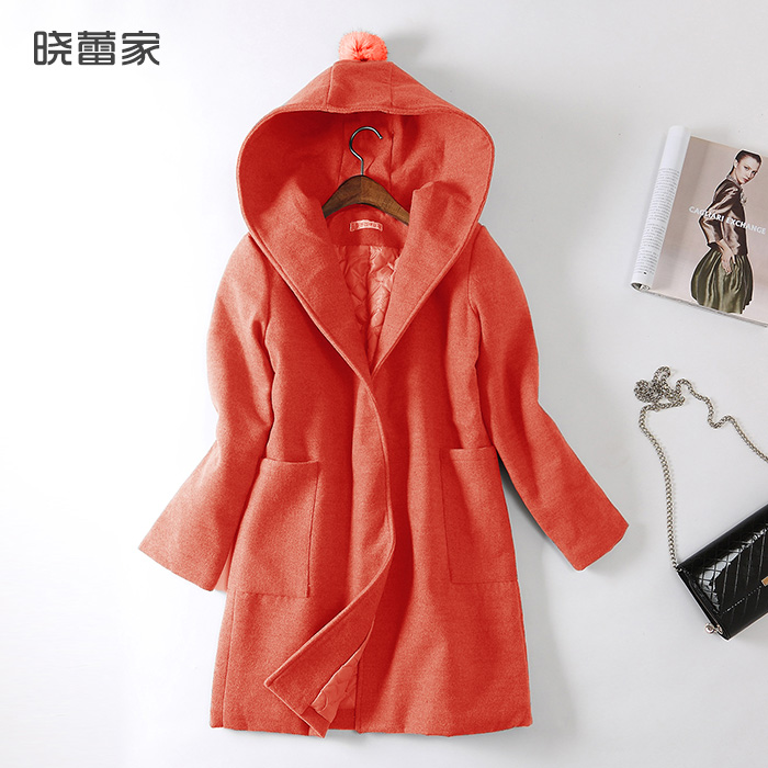 【独家定制】2015冬装新品韩版呢子大衣 修身显瘦连帽加厚呢外套
