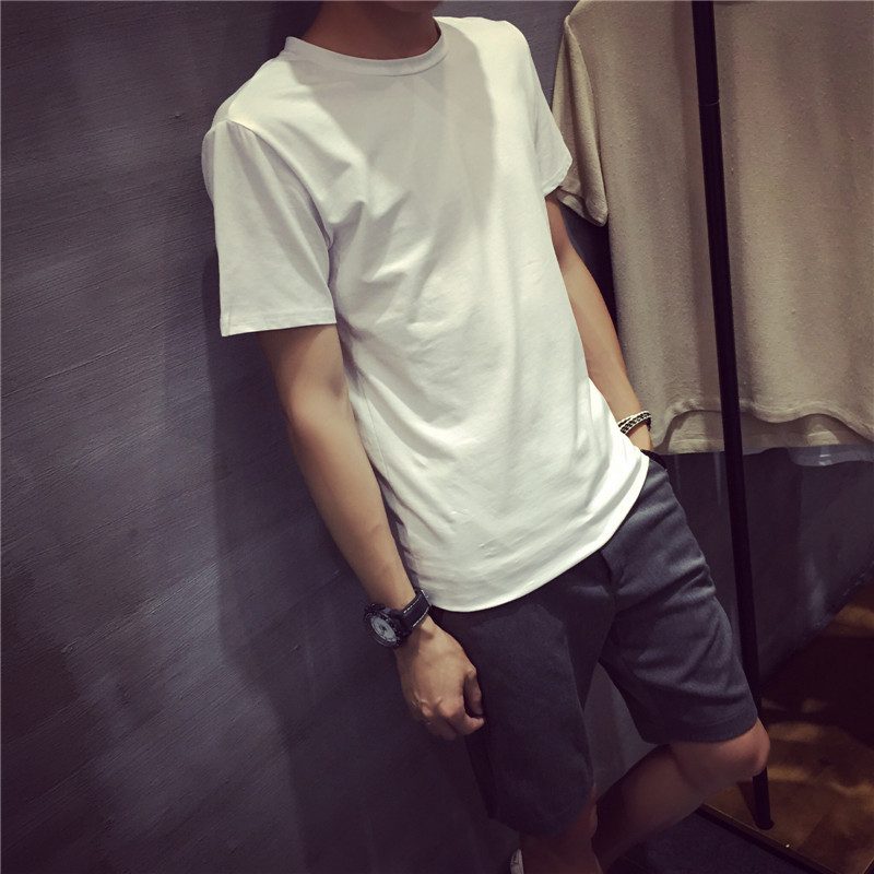 小Q家 2015夏季新款 店主风10色T恤文艺小清新男士纯色圆领短袖