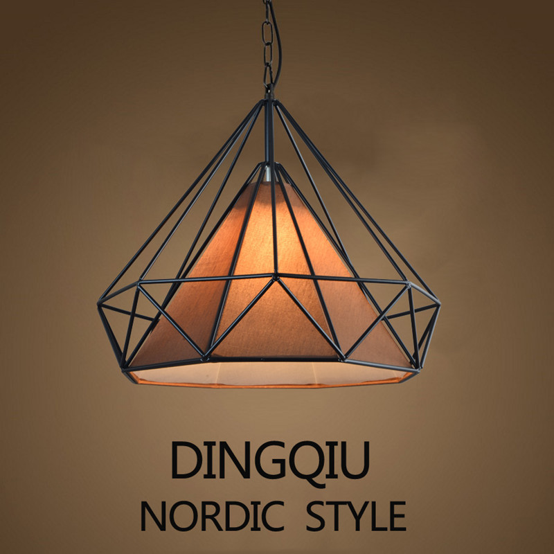 北欧创意铁艺钻石单头小吊灯简约现代个性复古酒吧台卧室餐厅灯具