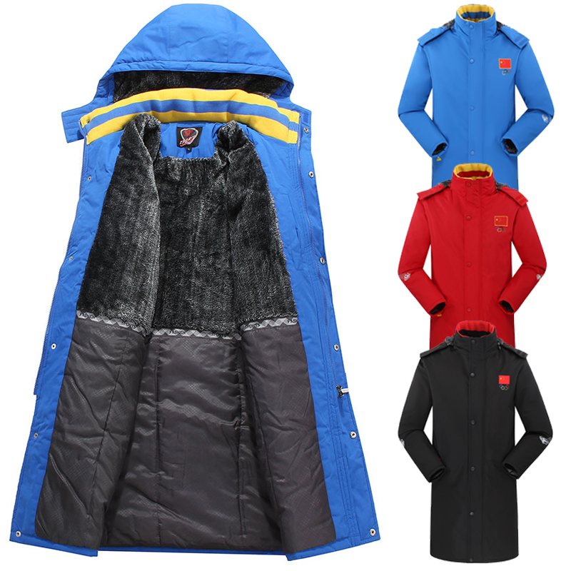 冬季中国队运动大衣长款户外冬天保暖加厚加绒大衣男女儿童大衣厚